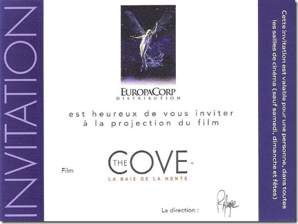 Place de cinéma-invitation pour The Cove - La Baie de la Honte