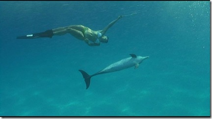 Mandy nageant avec un dauphin - Bonus du DVD de The Cove (la baie de la honte)
