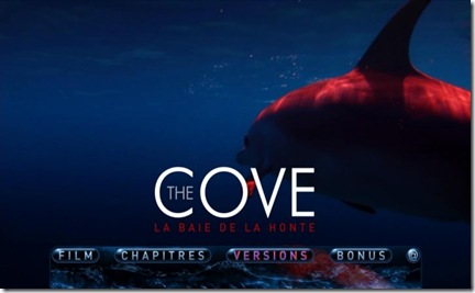Menu DVD The Cove - Bonus du DVD de The Cove (la baie de la honte)