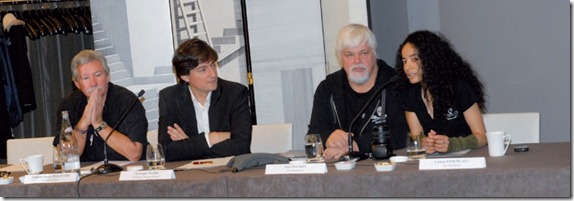 Conférence de presse réunissant François-Xavier Pelletier, Christophe Marie, Paul Watson et Lamya Essemlali